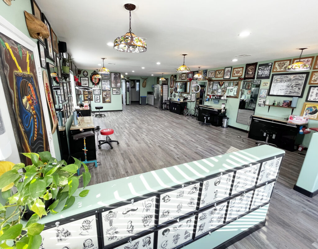 Inside Propaganda Tattoo shop in Point Loma San Diego