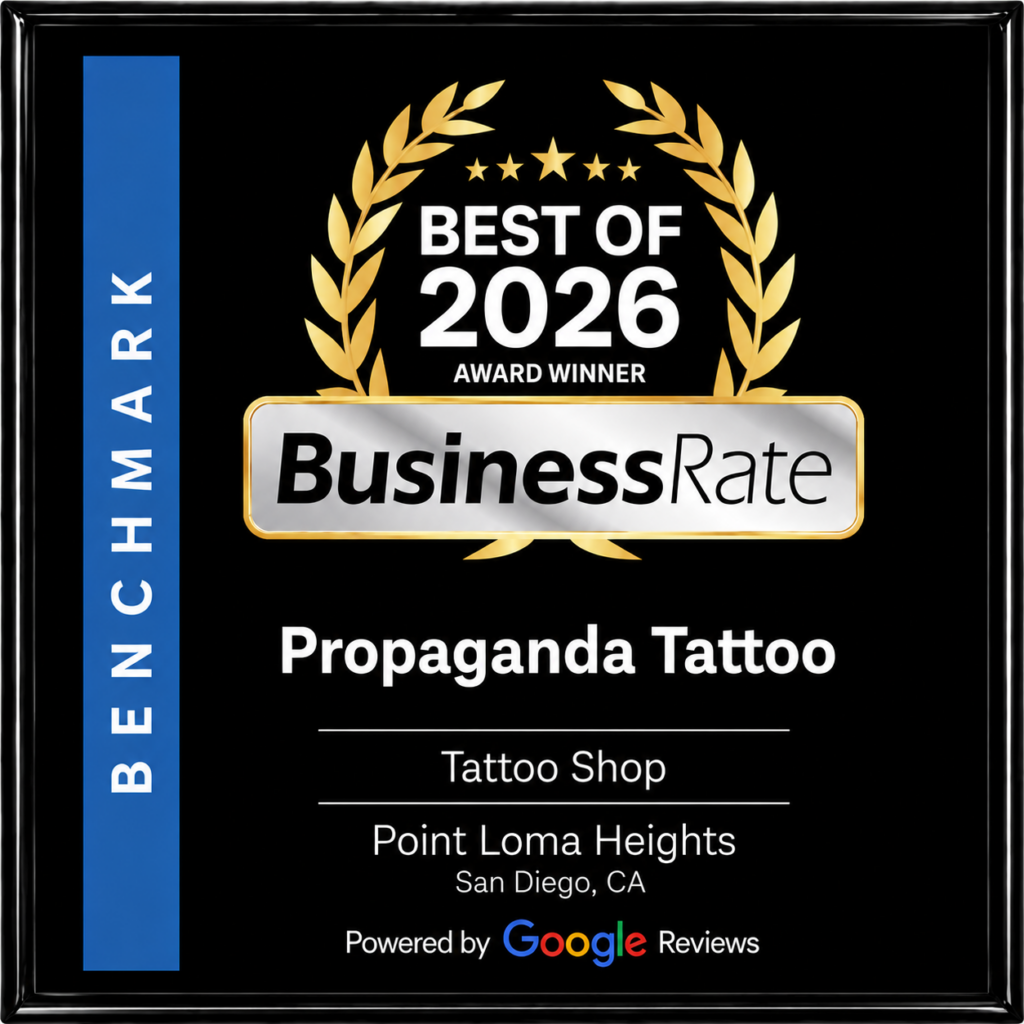 BusinessRate Best of 2026 award for Propaganda Tattoo in Point Loma Heights, San Diego